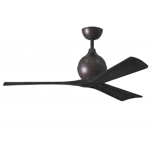 Matthews Fan Company Irene 52 inch 3 Blade Paddle Ceiling Fan in Textured Bronze with Matte Black Blade IR3-TB-BK-52