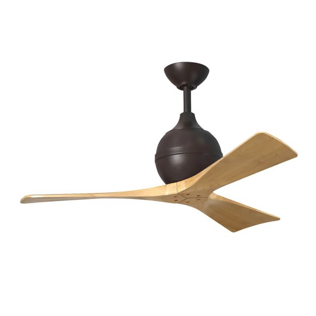 Matthews Fan Company Irene 42 inch 3 Blade Paddle Ceiling Fan in Textured Bronze with Light Maple Blades IR3-TB-LM-42