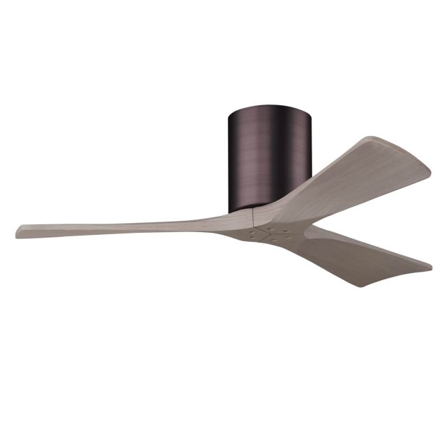 Matthews Fan Company Irene 42 inch 3 Blade Paddle Flush Mounted Ceiling Fan in Brushed Bronze with Gray Ash Blades IR3H-BB-GA-42