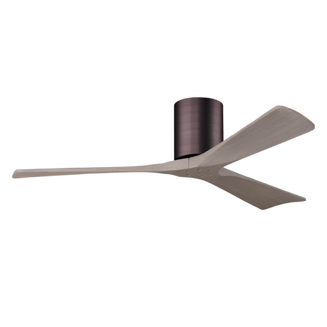 Matthews Fan Company IR3H-BB-GA-52 Irene 52 inch 3 Blade Paddle Flush Mounted Ceiling Fan in Brushed Bronze with Gray Ash Blades