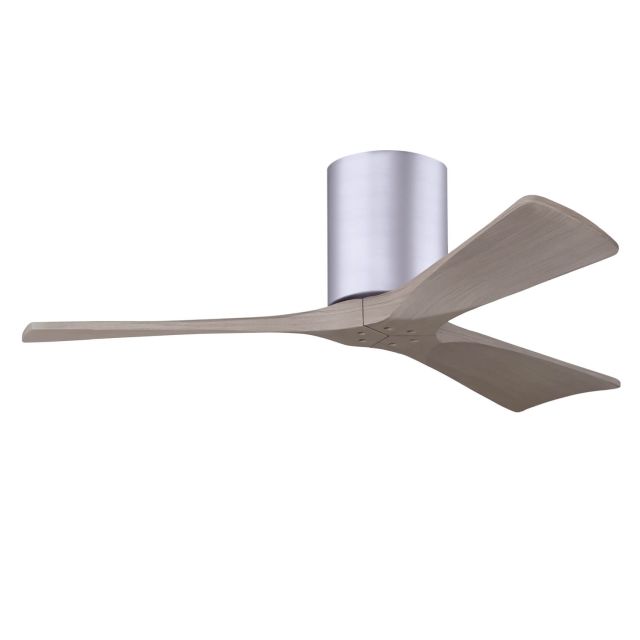 Matthews Fan Company Irene 42 inch 3 Blade Paddle Flush Mounted Ceiling Fan in Brushed Nickel with Gray Ash Blades IR3H-BN-GA-42