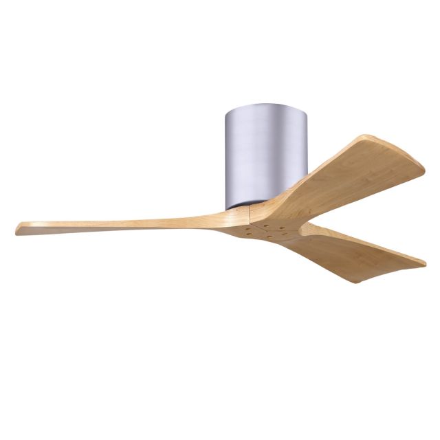 Matthews Fan Company IR3H-BN-LM-42 Irene 42 inch 3 Blade Paddle Flush Mounted Ceiling Fan in Brushed Nickel with Light Maple Blades