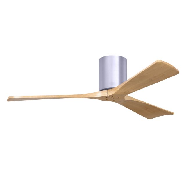 Matthews Fan Company Irene 52 inch 3 Blade Paddle Flush Mounted Ceiling Fan in Brushed Nickel with Light Maple Blades IR3H-BN-LM-52