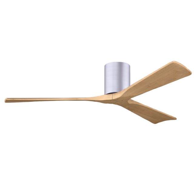 Matthews Fan Company Irene 60 inch 3 Blade Paddle Flush Mounted Ceiling Fan in Brushed Nickel with Light Maple Blades IR3H-BN-LM-60