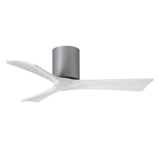Matthews Fan Company Irene 42 inch 3 Blade Paddle Flush Mounted Ceiling Fan in Brushed Nickel with Matte White Blade IR3H-BN-MWH-42