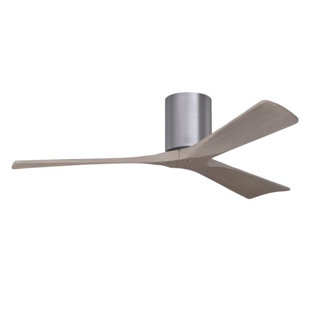 Matthews Fan Company IR3H-BP-GA-52 Irene 52 inch 3 Blade Paddle Flush Mounted Ceiling Fan in Brushed Pewter with Gray Ash Blades