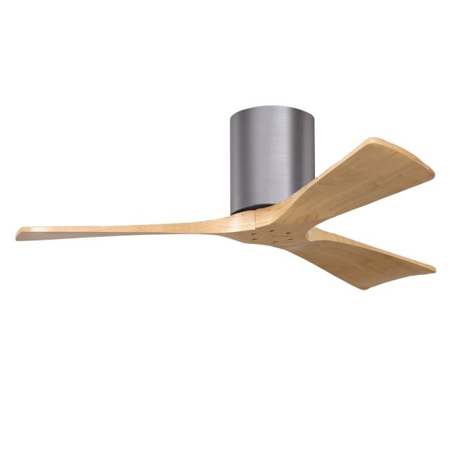 Matthews Fan Company IR3H-BP-LM-42 Irene 42 inch 3 Blade Paddle Flush Mounted Ceiling Fan in Brushed Pewter with Light Maple Blades