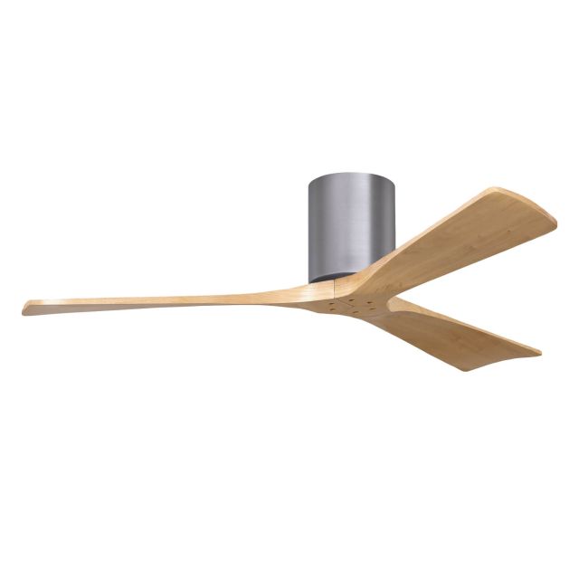 Matthews Fan Company IR3H-BP-LM-52 Irene 52 inch 3 Blade Paddle Flush Mounted Ceiling Fan in Brushed Pewter with Light Maple Blades
