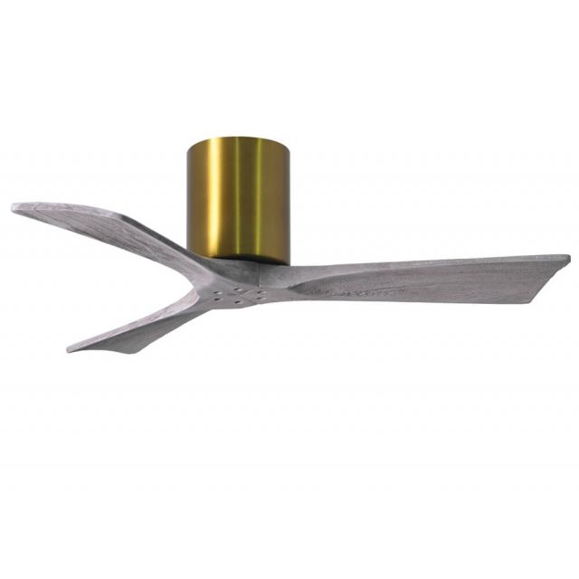 Matthews Fan Company IR3H-BRBR-BW-42 Irene 42 Inch Paddle Flush Mounted Ceiling Fan In Brushed Brass With 3 Barnwood Tone Blade