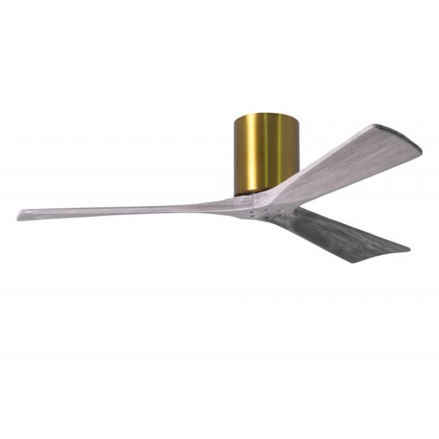Matthews Fan Company IR3H-BRBR-BW-52 Irene 52 Inch Paddle Flush Mounted Ceiling Fan In Brushed Brass With 3 Barnwood Tone Blade