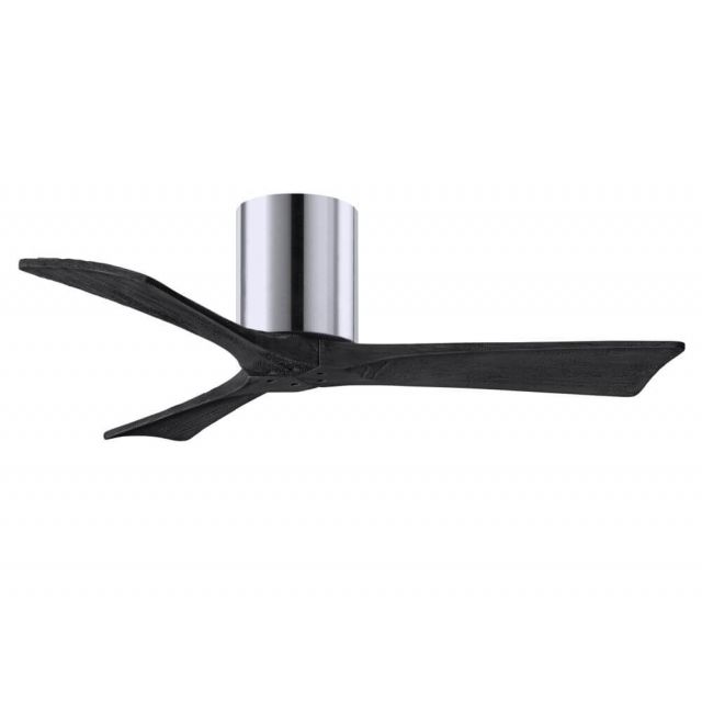 Matthews Fan Company Irene 42 inch 3 Blade Paddle Flush Mounted Ceiling Fan in Polished Chrome with Matte Black Blade IR3H-CR-BK-42