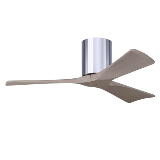 Matthews Fan Company Irene 42 inch 3 Blade Paddle Flush Mounted Ceiling Fan in Polished Chrome with Gray Ash Blades IR3H-CR-GA-42
