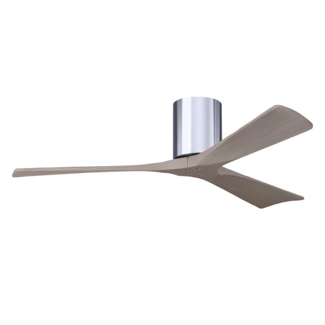 Matthews Fan Company IR3H-CR-GA-52 Irene 52 inch 3 Blade Paddle Flush Mounted Ceiling Fan in Polished Chrome with Gray Ash Blades