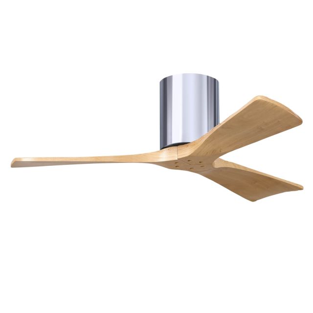 Matthews Fan Company IR3H-CR-LM-42 Irene 42 inch 3 Blade Paddle Flush Mounted Ceiling Fan in Polished Chrome with Light Maple Blades