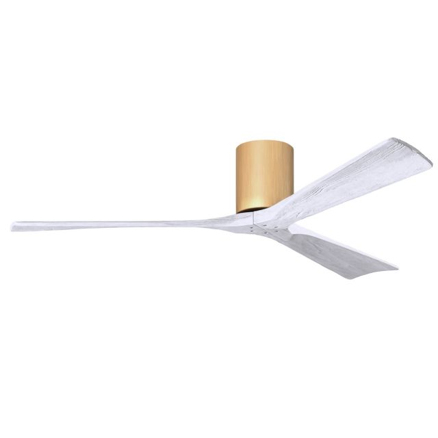 Matthews Fan Company IR3H-LM-MWH-60 Irene 60 inch 3 Blade Paddle Flush Mounted Ceiling Fan in Light Maple with Matte White Blades