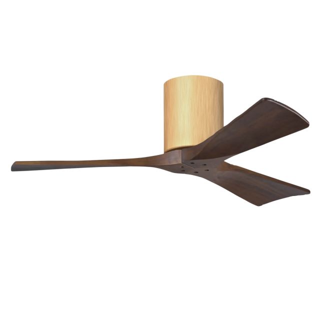 Matthews Fan Company Irene 42 inch 3 Blade Paddle Flush Mounted Ceiling Fan in Light Maple with Matte White Blades IR3H-LM-WA-42