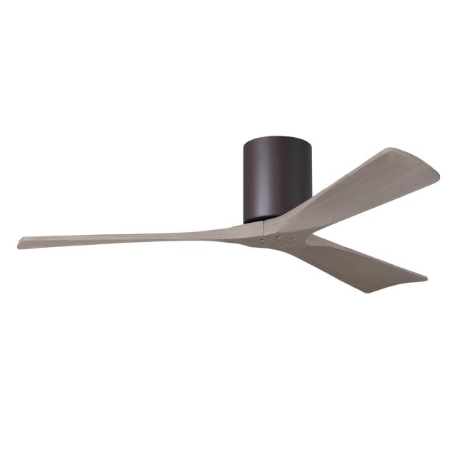 Matthews Fan Company Irene 52 inch 3 Blade Paddle Flush Mounted Ceiling Fan in Textured Bronze with Gray Ash Blades IR3H-TB-GA-52