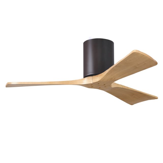 Matthews Fan Company IR3H-TB-LM-42 Irene 42 inch 3 Blade Paddle Flush Mounted Ceiling Fan in Textured Bronze with Light Maple Blades