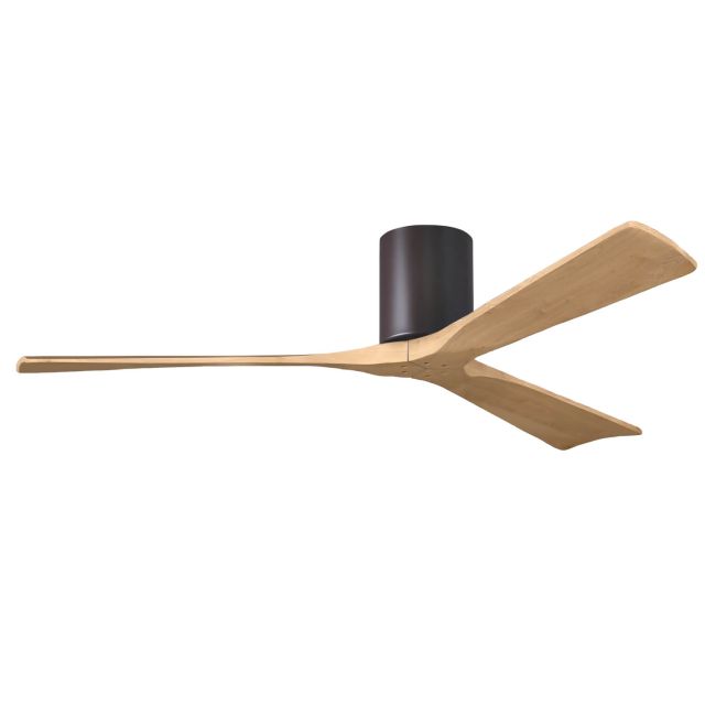 Matthews Fan Company Irene 60 inch 3 Blade Paddle Flush Mounted Ceiling Fan in Textured Bronze with Light Maple Blades IR3H-TB-LM-60