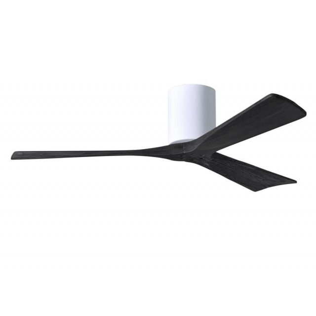 Matthews Fan Company IR3H-WH-BK-52 Irene 52 inch 3 Blade Paddle Flush Mounted Ceiling Fan in White with Matte Black Blade