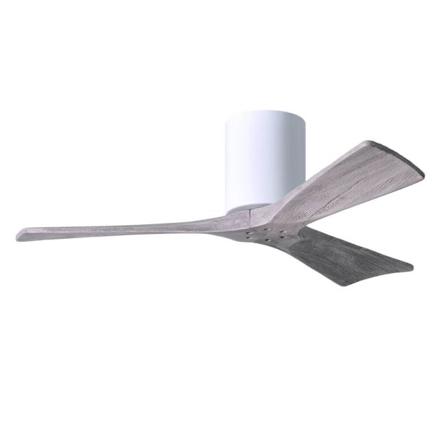 Matthews Fan Company IR3H-WH-BW-42 Irene 42 Inch Paddle Flush Mounted Ceiling Fan In Gloss White With 3 Barnwood Tone Blade