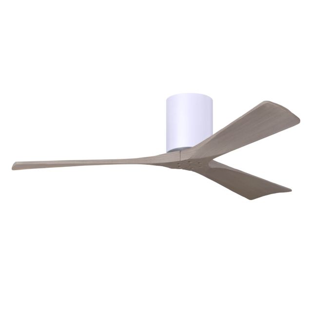 Matthews Fan Company Irene 52 inch 3 Blade Paddle Flush Mounted Ceiling Fan in Matte White with Gray Ash Blades IR3H-WH-GA-52