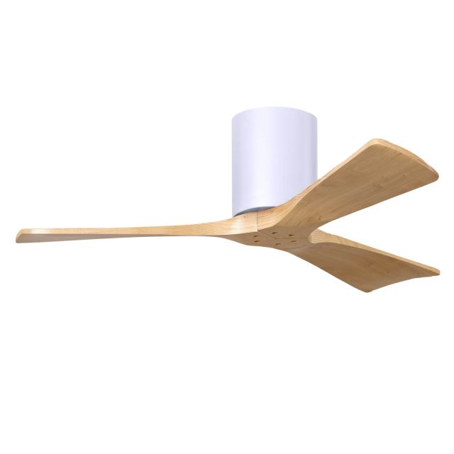Matthews Fan Company IR3H-WH-LM-42 Irene 42 inch 3 Blade Paddle Flush Mounted Ceiling Fan in Matte White with Light Maple Blades