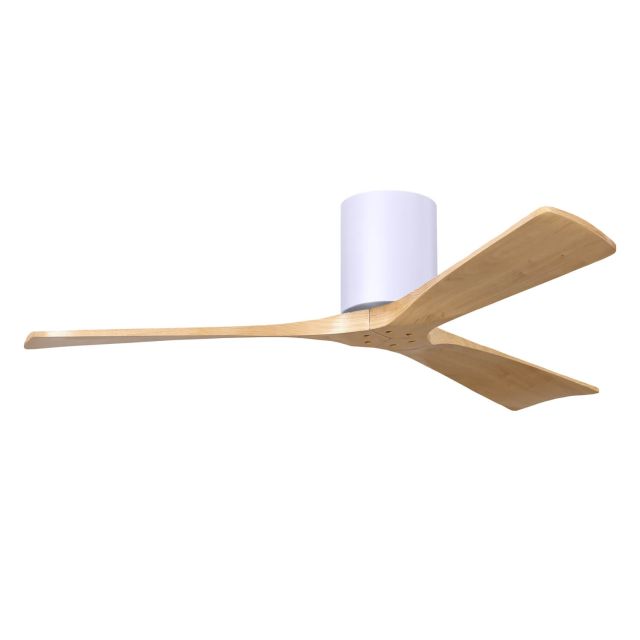 Matthews Fan Company IR3H-WH-LM-52 Irene 52 inch 3 Blade Paddle Flush Mounted Ceiling Fan in Matte White with Light Maple Blades