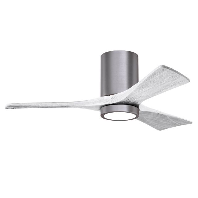 Matthews Fan Company IR3HLK-BP-MWH-42 Irene 42 inch 3 Blade LED Paddle Flush Mounted Ceiling Fan in Brushed Pewter with Matte White Blades