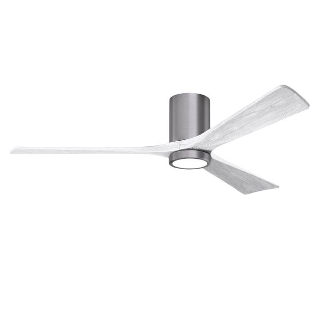 Matthews Fan Company IR3HLK-BP-MWH-60 Irene 60 inch 3 Blade LED Paddle Flush Mounted Ceiling Fan in Brushed Pewter with Matte White Blades