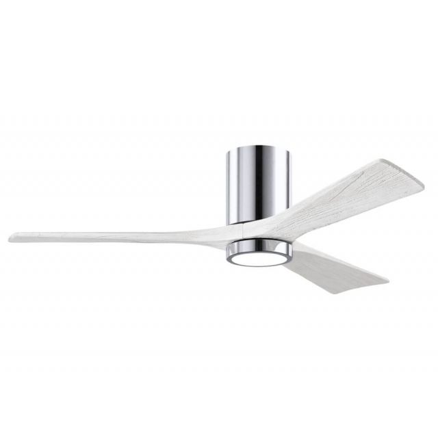 Matthews Fan Company Irene 52 inch 3 Blade LED Paddle Flush Mounted Ceiling Fan in Polished Chrome with Matte White Blade IR3HLK-CR-MWH-52