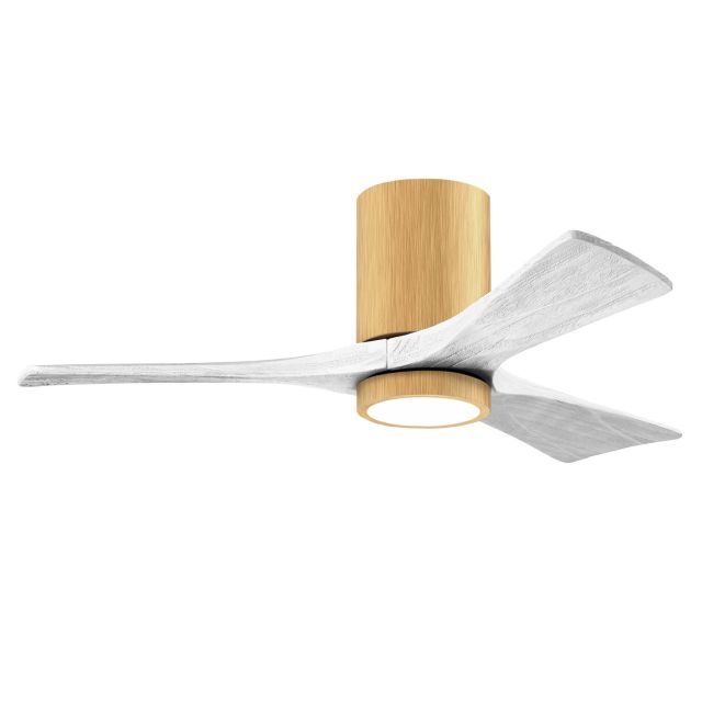 Matthews Fan Company IR3HLK-LM-MWH-42 Irene 42 inch 3 Blade LED Paddle Flush Mounted Ceiling Fan in Light Maple with Matte White Blades