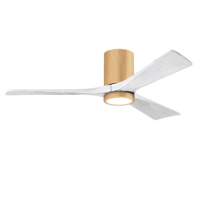 Matthews Fan Company Irene 52 inch 3 Blade LED Paddle Flush Mounted Ceiling Fan in Light Maple with Matte White Blades IR3HLK-LM-MWH-52