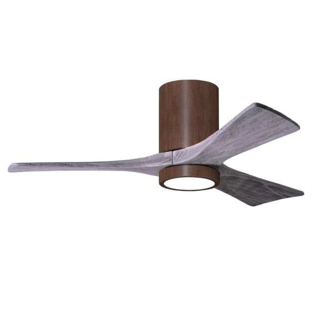 Matthews Fan Company Irene 42 inch 3 Blade LED Flush Fan in Walnut with Barnwood Tone Blade IR3HLK-WN-BW-42