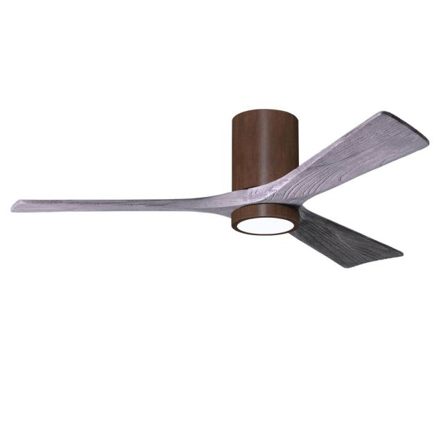 Matthews Fan Company Irene 52 inch 3 Blade LED Flush Fan in Walnut with Barnwood Tone Blade IR3HLK-WN-BW-52