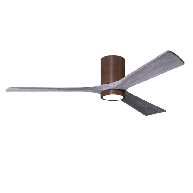 Matthews Fan Company Irene 60 inch 3 Blade LED Flush Fan in Walnut with Barnwood Tone Blade IR3HLK-WN-BW-60