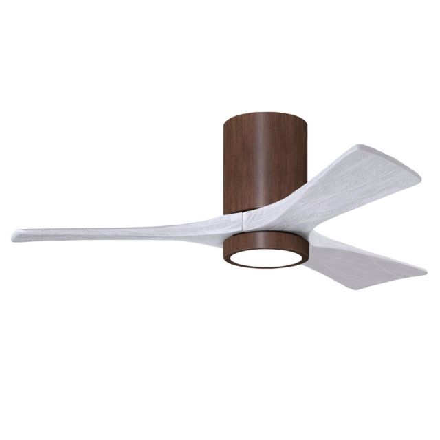 Matthews Fan Company Irene 42 inch 3 Blade LED Flush Fan in Walnut with Matte White Blade IR3HLK-WN-MWH-42