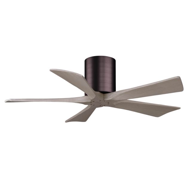 Matthews Fan Company Irene 42 inch 5 Blade Paddle Flush Mounted Ceiling Fan in Brushed Bronze with Gray Ash Blades IR5H-BB-GA-42