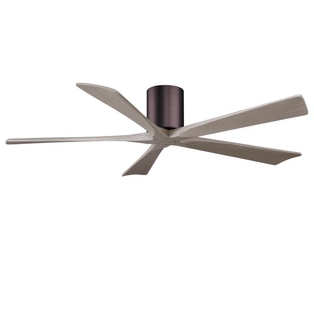 Matthews Fan Company Irene 60 inch 5 Blade Paddle Flush Mounted Ceiling Fan in Brushed Bronze with Gray Ash Blades IR5H-BB-GA-60