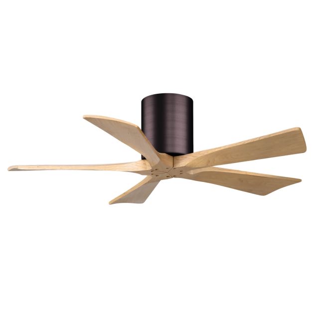 Matthews Fan Company Irene 42 inch 5 Blade Paddle Flush Mounted Ceiling Fan in Brushed Bronze with Light Maple Blades IR5H-BB-LM-42