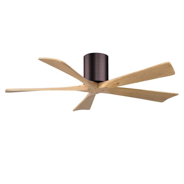 Matthews Fan Company Irene 52 inch 5 Blade Paddle Flush Mounted Ceiling Fan in Brushed Bronze with Light Maple Blades IR5H-BB-LM-52