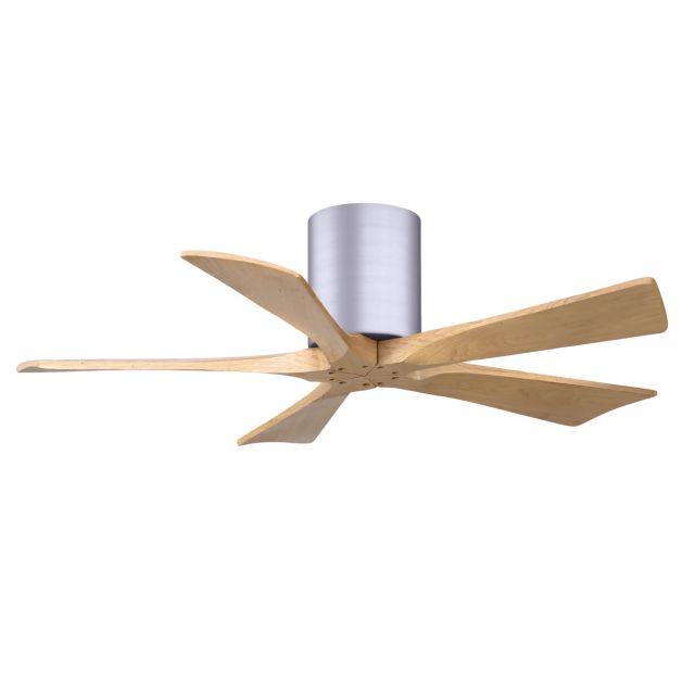 Matthews Fan Company IR5H-BN-LM-42 Irene 42 inch 5 Blade Paddle Flush Mounted Ceiling Fan in Brushed Nickel with Light Maple Blades