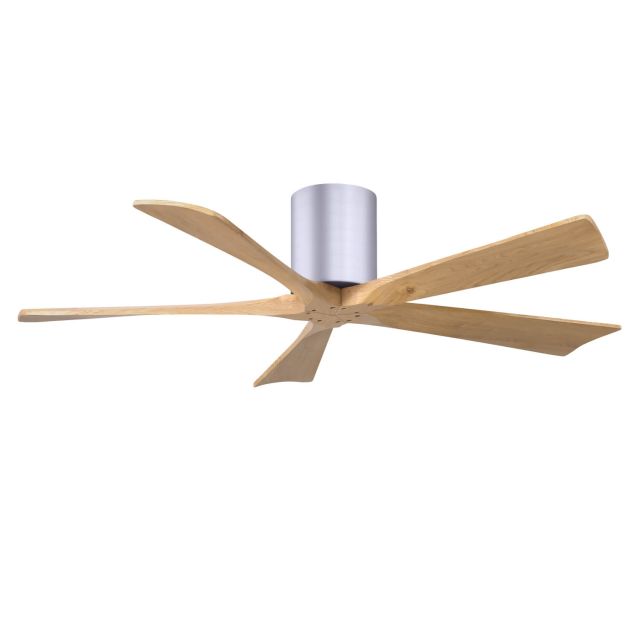 Matthews Fan Company Irene 52 inch 5 Blade Paddle Flush Mounted Ceiling Fan in Brushed Nickel with Light Maple Blades IR5H-BN-LM-52