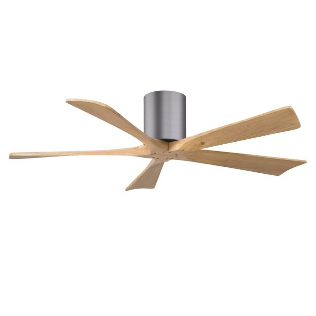 Matthews Fan Company Irene 52 inch 5 Blade Paddle Flush Mounted Ceiling Fan in Brushed Pewter with Light Maple Blades IR5H-BP-LM-52