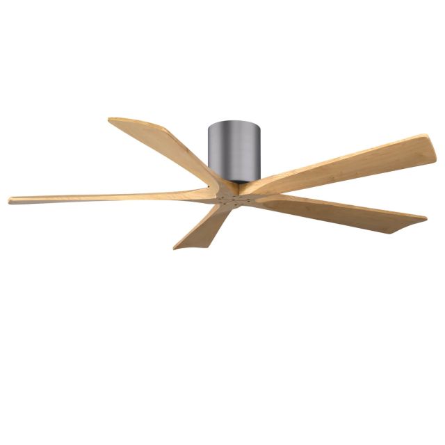 Matthews Fan Company Irene 60 inch 5 Blade Paddle Flush Mounted Ceiling Fan in Brushed Pewter with Light Maple Blades IR5H-BP-LM-60