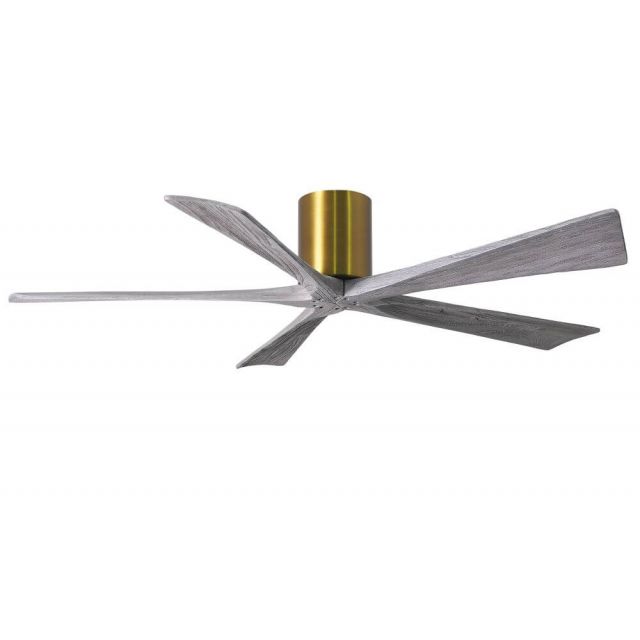Matthews Fan Company Irene 60 inch 5 Blade Paddle Flush Mounted Ceiling Fan in Brushed Brass with Barnwood Blade IR5H-BRBR-BW-60