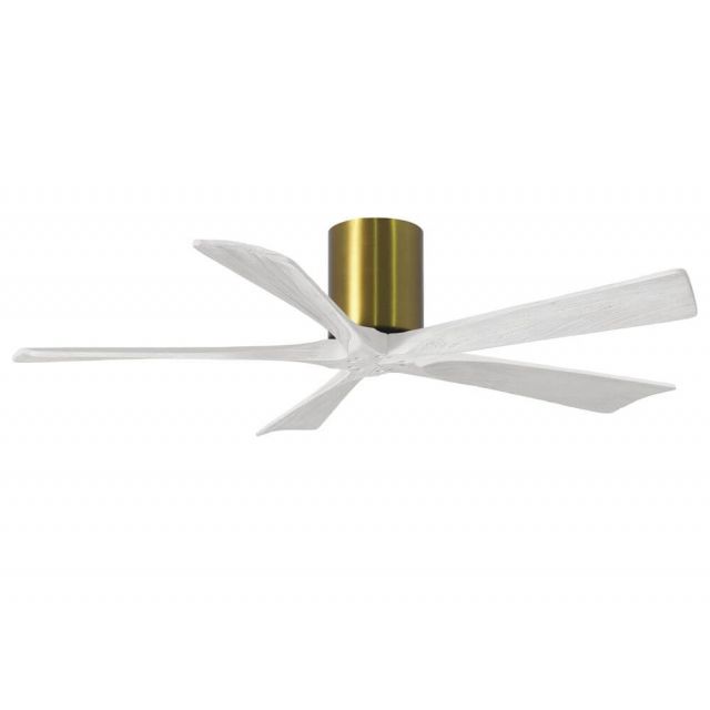 Matthews Fan Company IR5H-BRBR-MWH-52 Irene 52 inch 5 Blade Paddle Flush Mounted Ceiling Fan in Brushed Brass with Matte White Blade