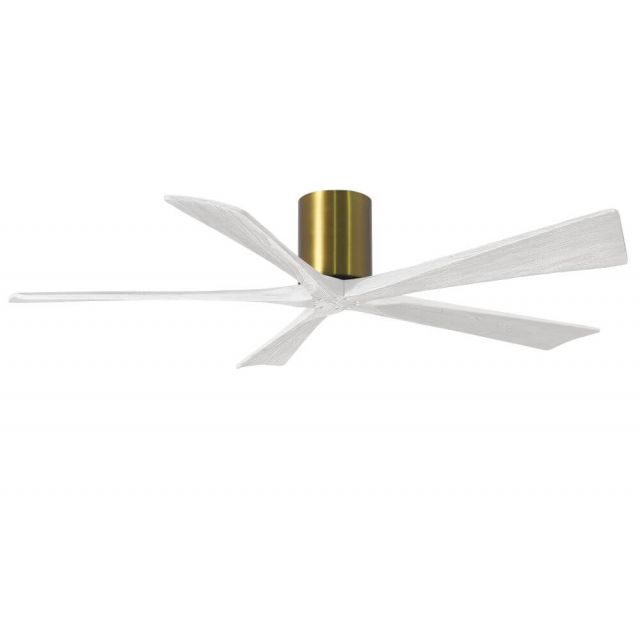 Matthews Fan Company IR5H-BRBR-MWH-60 Irene 60 inch 5 Blade Paddle Flush Mounted Ceiling Fan in Brushed Brass with Matte White Blade