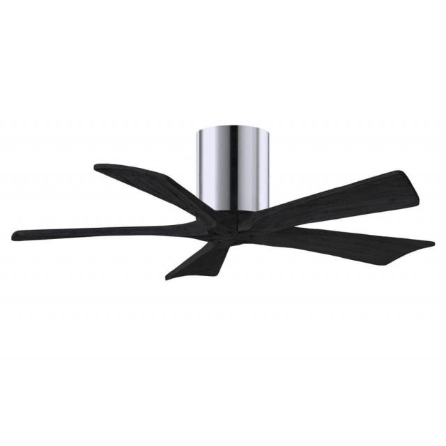 Matthews Fan Company Irene 42 inch 5 Blade Paddle Flush Mounted Ceiling Fan in Polished Chrome with Matte Black Blade IR5H-CR-BK-42