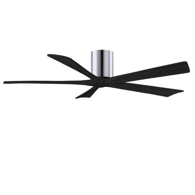 Matthews Fan Company Irene 60 inch 5 Blade Paddle Flush Mounted Ceiling Fan in Polished Chrome with Matte Black Blade IR5H-CR-BK-60